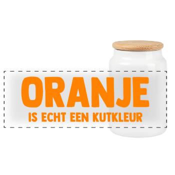 Oranje is echt een Kutkleur - Nederland - Niederla - Panorama Keksdose mit Holzdeckel - Weiß - Vorne