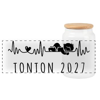 Futur Tonton 2027 Annonce Grossesse Pour Oncle - Boîte à biscuits avec couvercle en bois - blanc - Devant