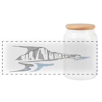 Sept Sœurs | Illustration des falaises d’Angleterre - Boîte à biscuits avec couvercle en bois - blanc - Devant