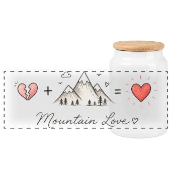 Les montagnes guérissent le cœur | Randonnée et aménagement extérieur - Boîte à biscuits avec couvercle en bois - blanc - Devant