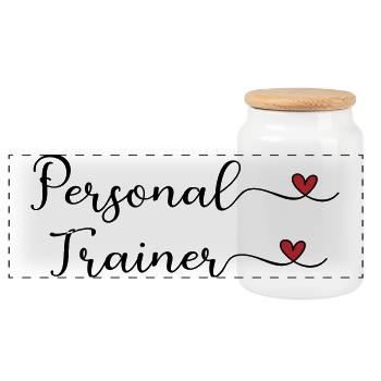 Personal Trainer - Panoramic Cookie Jar with Wooden Lid - white - Front