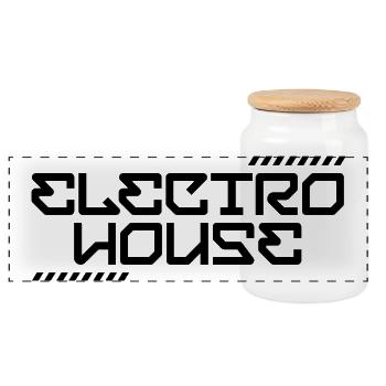 Electro House - Panorama Keksdose mit Holzdeckel - Weiß - Vorne