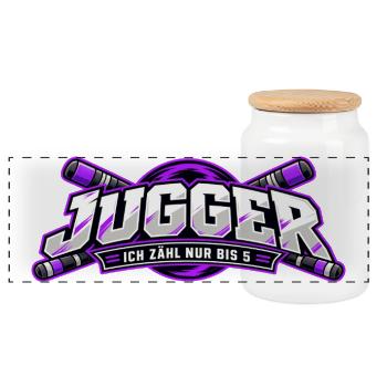 Jugger Zähle Bis 5 - Panorama Keksdose mit Holzdeckel - Weiß - Vorne