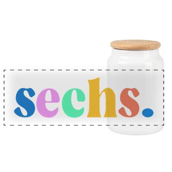 6. Geburtstag Geschenk Sechs - Panorama Keksdose mit Holzdeckel - Weiß - Vorne