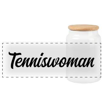 Tenniswoman Pro Raquette Balles Court Sportive - Boîte à biscuits avec couvercle en bois - blanc - Devant