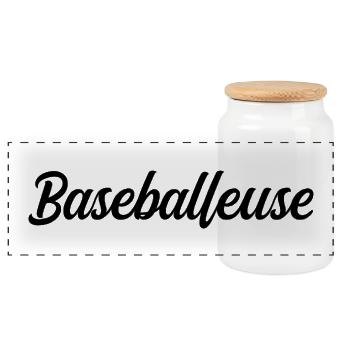 Baseballeuse Sportive Balle Batte Terrain - Boîte à biscuits avec couvercle en bois - blanc - Devant
