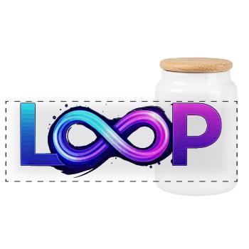 Neon Loop Infinity - Panoramic Cookie Jar with Wooden Lid - white - Front