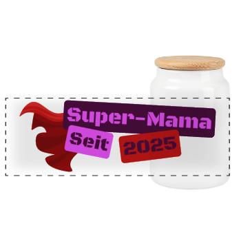 Super maman héroïne depuis 2025 - Boîte à biscuits avec couvercle en bois - blanc - Devant