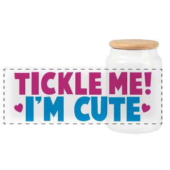 Chatouiller moi que je suis mignon! - Boîte à biscuits avec couvercle en bois - blanc - Devant
