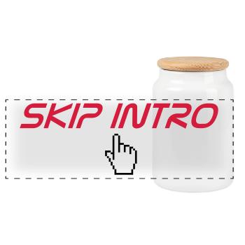 skip intro - Panoramic Cookie Jar with Wooden Lid - white - Front