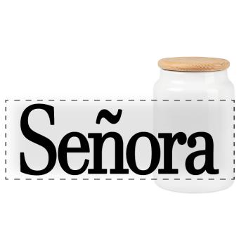 Señora Engagement Bride To Be Wedding Party - Panoramic Cookie Jar with Wooden Lid - white - Front