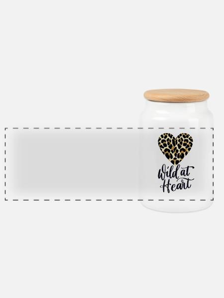 Wild at Heart. Leoparden-Print - Panorama Keksdose mit Holzdeckel - Weiß