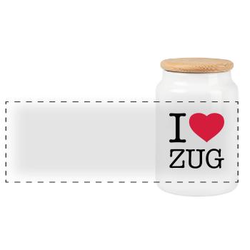 I LOVE ZUG - Boîte à biscuits avec couvercle en bois - blanc - Devant