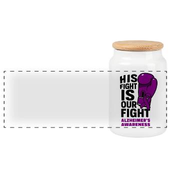 His fight Is Our Fight - Alzheimer’s Awareness - Panoramic Cookie Jar with Wooden Lid - white - Front