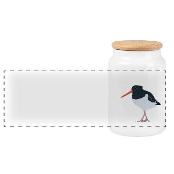 Oystercatcher illustré - Boîte à biscuits avec couvercle en bois - blanc - Devant