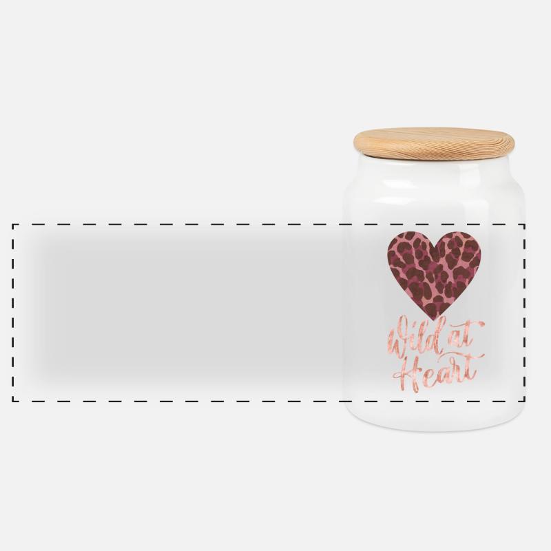 Sauvage dans l’âme avec cœur de léopard - Boîte à biscuits avec couvercle en bois - blanc