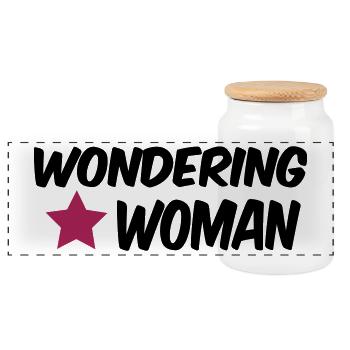 wondering woman - Panorama Keksdose mit Holzdeckel - Weiß - Vorne