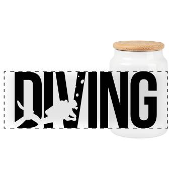 diving Tauchen - Panorama Keksdose mit Holzdeckel - Weiß - Vorne