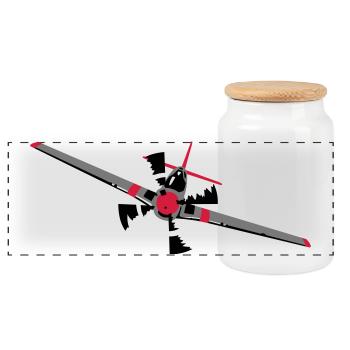 avion - Boîte à biscuits avec couvercle en bois - blanc - Devant