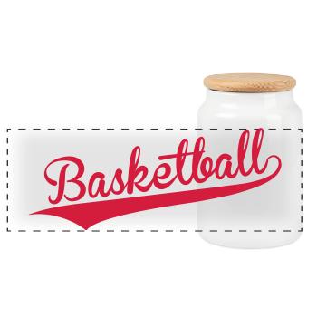 Basketball - Basket Ball - Game - Sport - Player - Panoramic Cookie Jar with Wooden Lid - white - Front