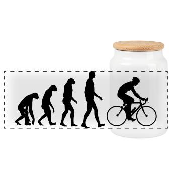 Radfahren / Radfahrer / Fahrrad / Radsport / - Panorama Keksdose mit Holzdeckel - Weiß - Vorne