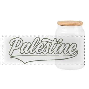 Palestine baseball-style olive-green-white - Panoramic Cookie Jar with Wooden Lid - white - Front