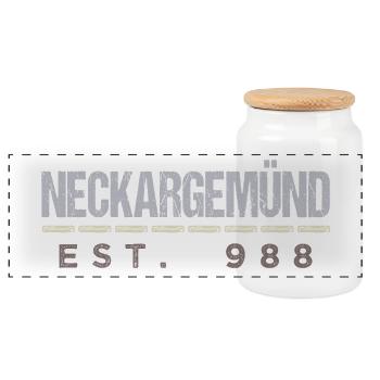 Neckargemünd - Est. 988 - Panoramic Cookie Jar with Wooden Lid - white - Front