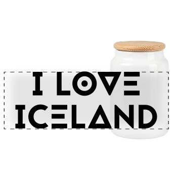 I LOVE ICELAND - Panoramic Cookie Jar with Wooden Lid - white - Front