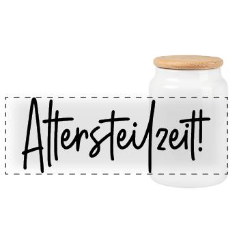 Altersteilzeit - Panorama Keksdose mit Holzdeckel - Weiß - Vorne
