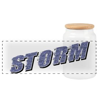 Réclamation STORM | Lettrage tempête - Boîte à biscuits avec couvercle en bois - blanc - Devant