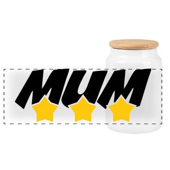 Best Mom - Mother's Day - Panoramic Cookie Jar with Wooden Lid - white - Front
