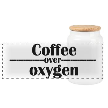 Coffee Over Oxygen Typography - Panoramic Cookie Jar with Wooden Lid - white - Front
