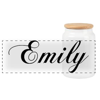 Emily - T-shirts, mugs and bags with your name on it - Panoramic Cookie Jar with Wooden Lid - white - Front