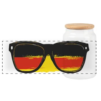 Sunglasses Germany Flag - Panoramic Cookie Jar with Wooden Lid - white - Front