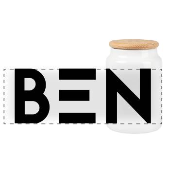 Prénom Ben - Boîte à biscuits avec couvercle en bois - blanc - Devant