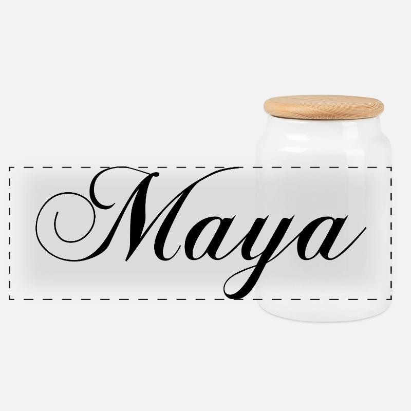 Maya, individuelles Design eleganter Stil - Panorama Keksdose mit Holzdeckel - Weiß