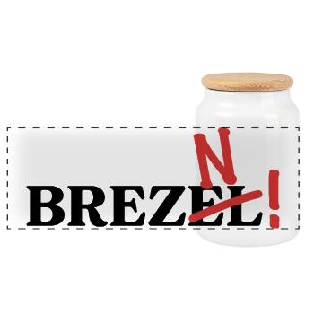 It's called pretzels! - Panoramic Cookie Jar with Wooden Lid - white - Front