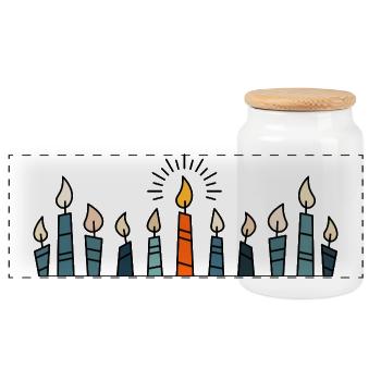 Candles send you a light for Christmas - Panoramic Cookie Jar with Wooden Lid - white - Front