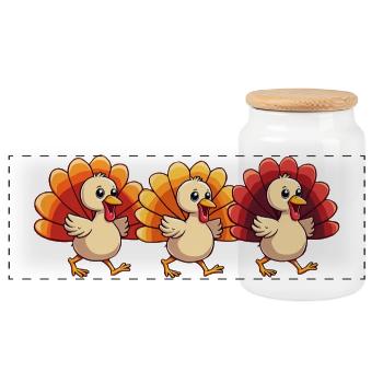 Thanksgiving Truthahn Baby - Panorama Keksdose mit Holzdeckel - Weiß - Vorne