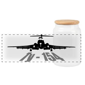 Tu-154 - Panorama Keksdose mit Holzdeckel - Weiß - Vorne