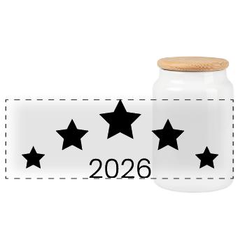 2026 Symbol Stars - Panoramic Cookie Jar with Wooden Lid - white - Front