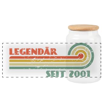 Legendär Seit 2001 Retro - Panorama Keksdose mit Holzdeckel - Weiß - Vorne