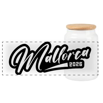 Lettrage Mallorca 2026 - Boîte à biscuits avec couvercle en bois - blanc - Devant