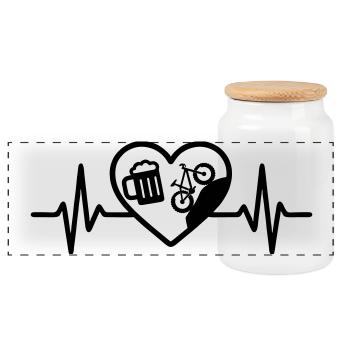 Humour de VTT Heart Beer - Boîte à biscuits avec couvercle en bois - blanc - Devant