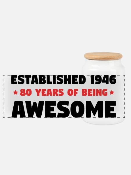 Established 1946 80 Jahre Awesome Geburtstag - Kagedåse med trælåg - hvid