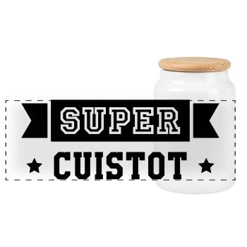 Super Cuistot - Cuisine - Cuisinier - Boîte à biscuits avec couvercle en bois - blanc - Devant