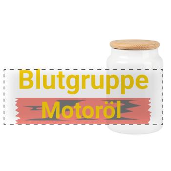 Huile moteur de groupe sanguin - Boîte à biscuits avec couvercle en bois - blanc - Devant