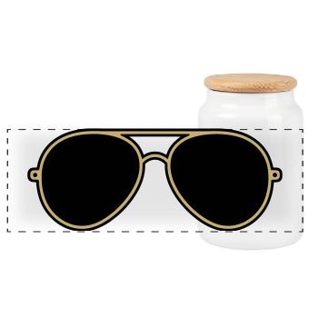 Iconic Gold & Black Aviator Goggles - Panoramic Cookie Jar with Wooden Lid - white - Front
