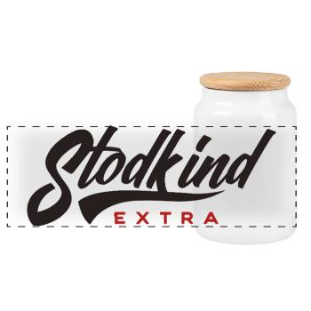 Stodkind Extra Black - Panoramic Cookie Jar with Wooden Lid - white - Front