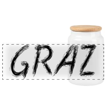 Graz Brush Street Art Noir - Boîte à biscuits avec couvercle en bois - blanc - Devant